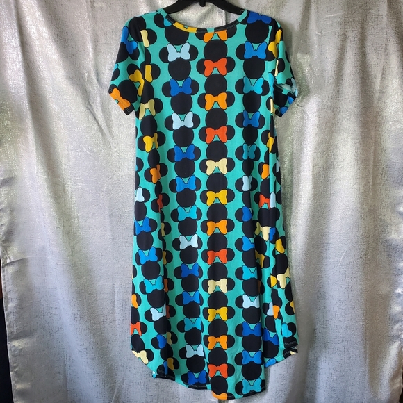Women Lularoe Disney collab S small green mini mouse multi color print dress - Picture 2 of 6